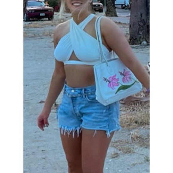 Vintage Cecconi Piero Leather Hand Painted Floral White Pebble Shoulder Bag - Picture 3 of 14